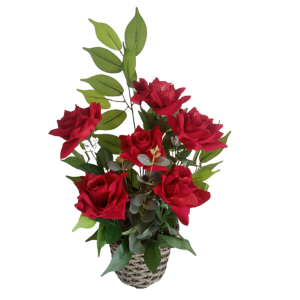 Arranjo Artificial  Rosa Vermelha Veludo
