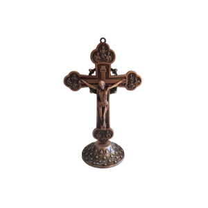Crucifixo Jesus De Metal Na Base 15cm