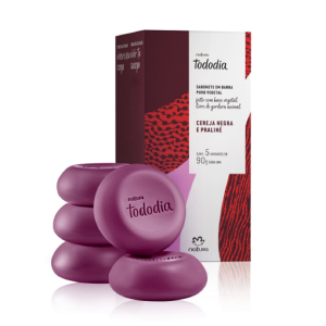 Sabonete em Barra Puro Vegetal Tododia Cereja Negra e Praliné 5 un de 90 g