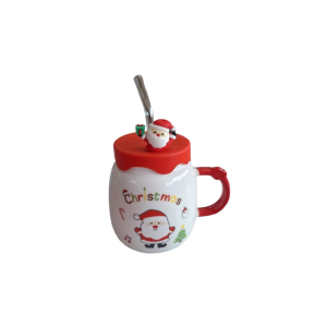 Caneca De Natal Com Tampa e Canudo De 