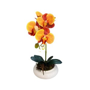 Cachepot Branco Com Arranjo Orquídea