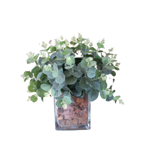 Vaso Quadrado Com Arranjo Verde