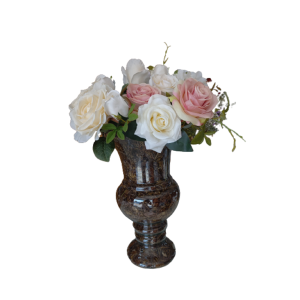 Vaso Taça Médio- Arranjo Rosa e Branco