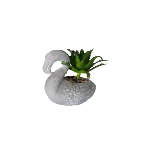 VASO DE CERÂMICA CISNE COM SUCULENTA